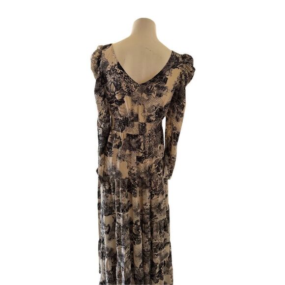 Lucy Paris Women’s small black cream maxi dress puff sleeve romantic - Picture 3 of 8